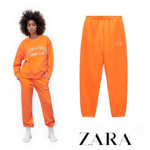 ZARA | Orange | LUXURY & FITNESS JOGGERS - Picture 1 of 11